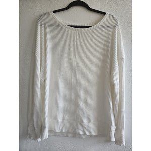 Lucky Brand Women's Off White Cream Smocked-Cuff Top  X-Large XL Waffle Slouchy